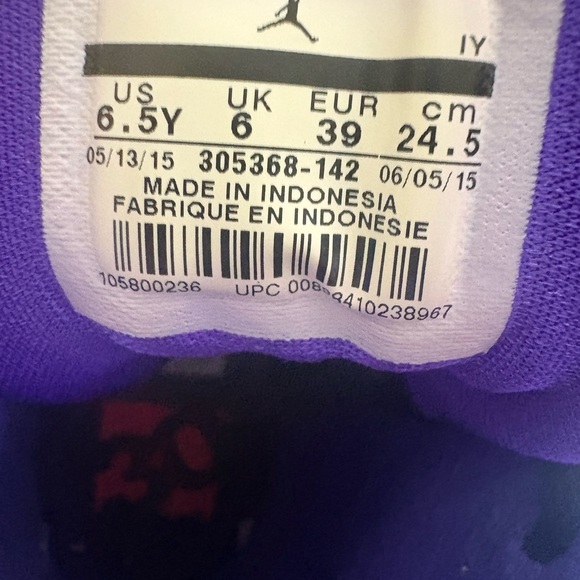 Nike Air Jordan 8 Retro Three-Peat 305368-142 White Black Concord Infrared 6.5Y - Picture 9 of 9